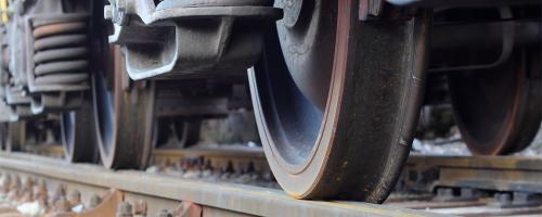 Train wheel and bogie on railtrack